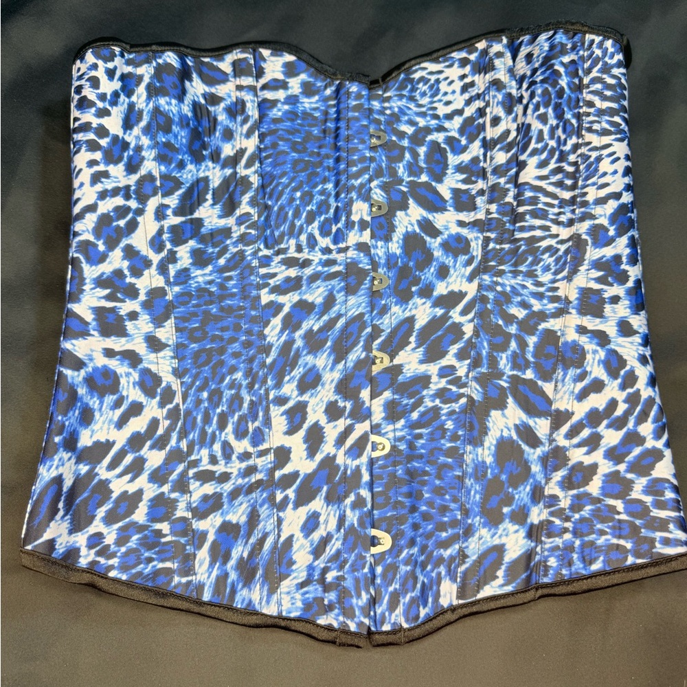 Blue Leopard Print Corset